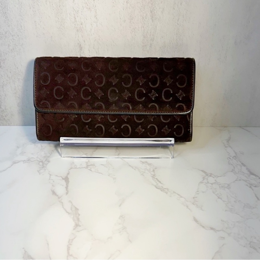 CELINE Suede brown Long Wallet